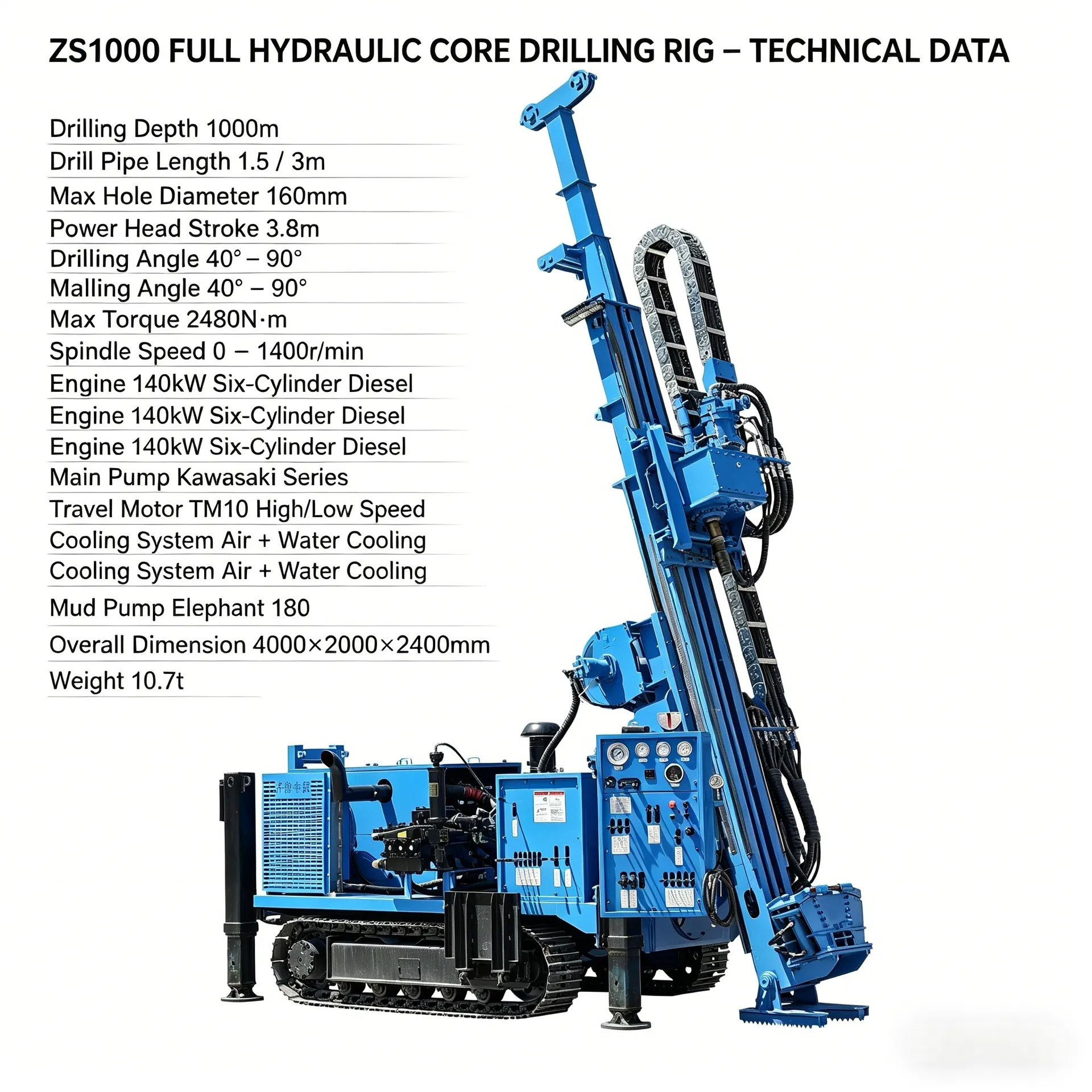 DTH Drill Rig Crawler Mounted Portable Water Well