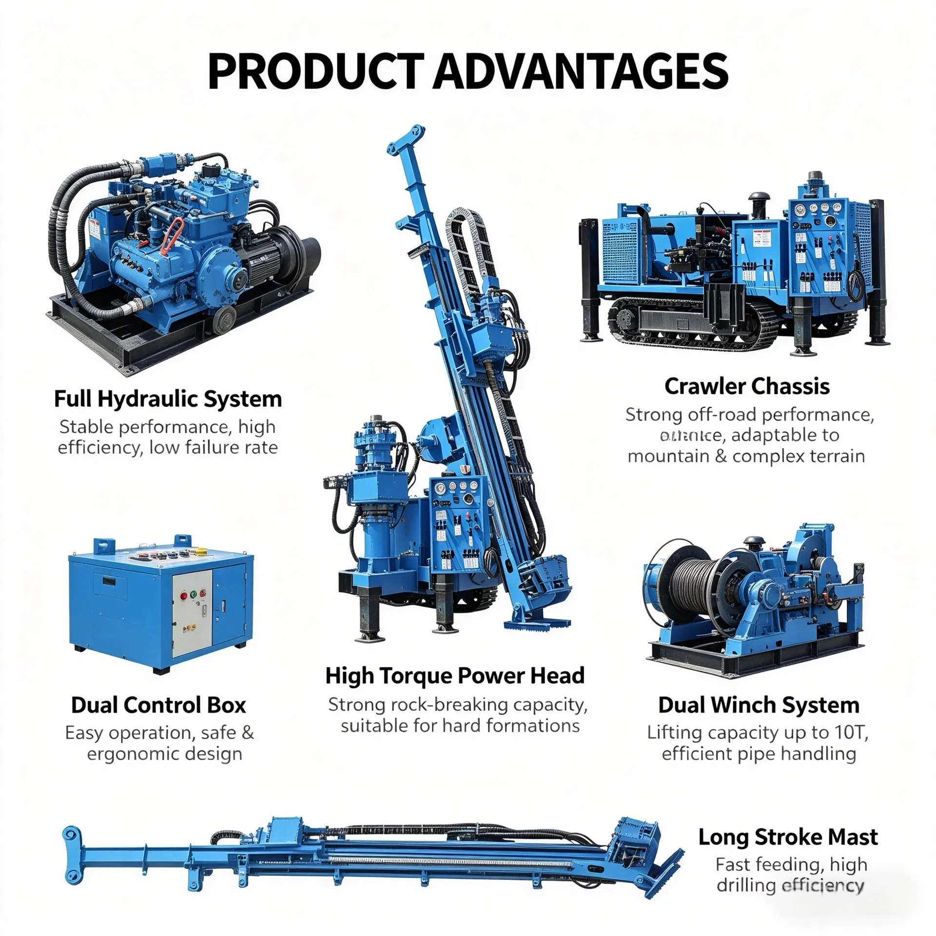 DTH Drill Rig Crawler Mounted Portable Water Well