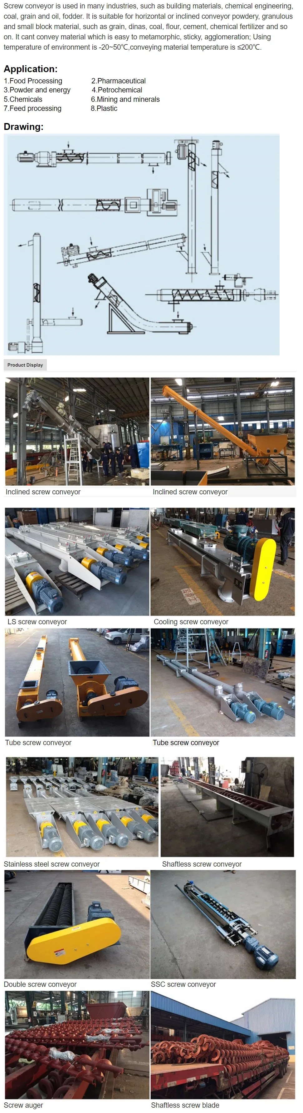 Screw Conveyor Stainless Steel Conveying Mixing