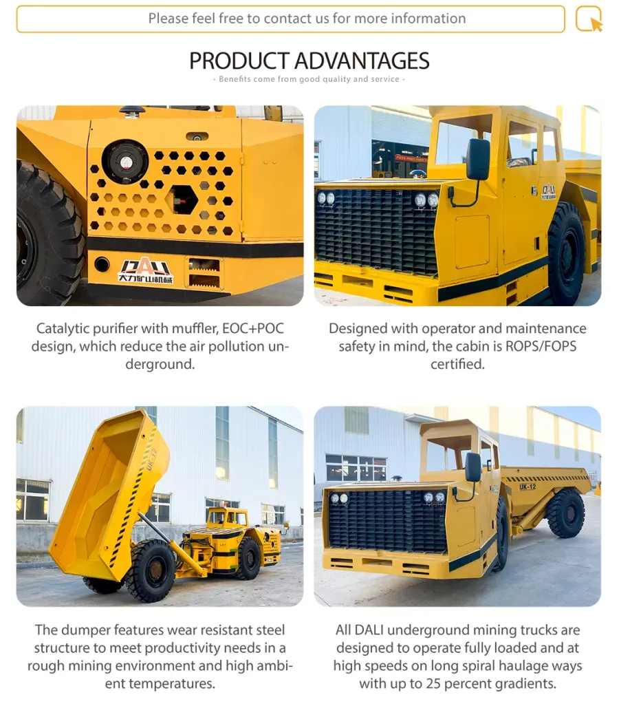 Underground diesel dumper 12 tons four wheels truck for - product detail 3