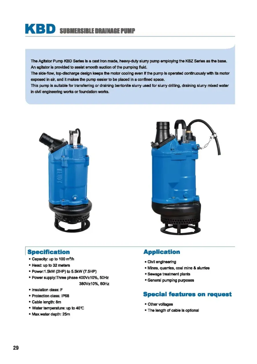 Meudy Kbd Contractor Dewatering Slurry Submersible Sludg - product detail 2