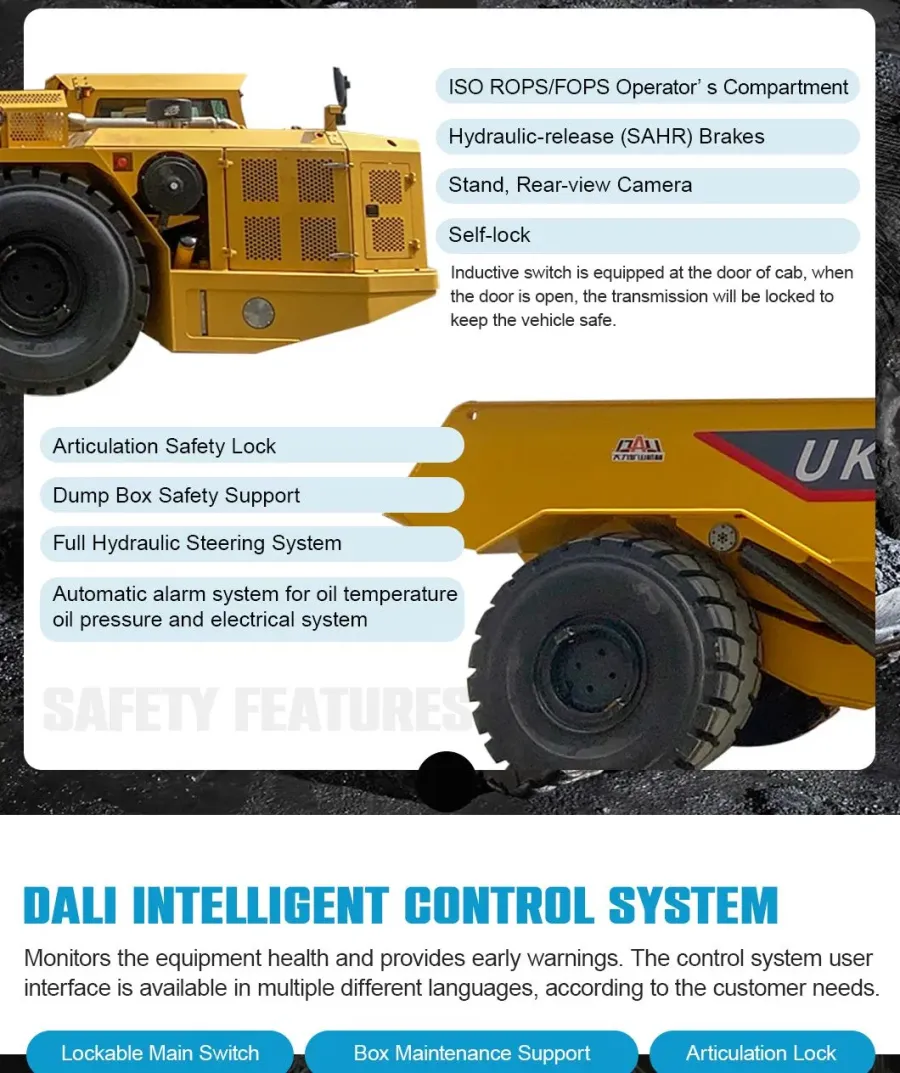 Dali 6 12 15 20 30 40Ton Diesel Underground Mining Dump - product detail 2